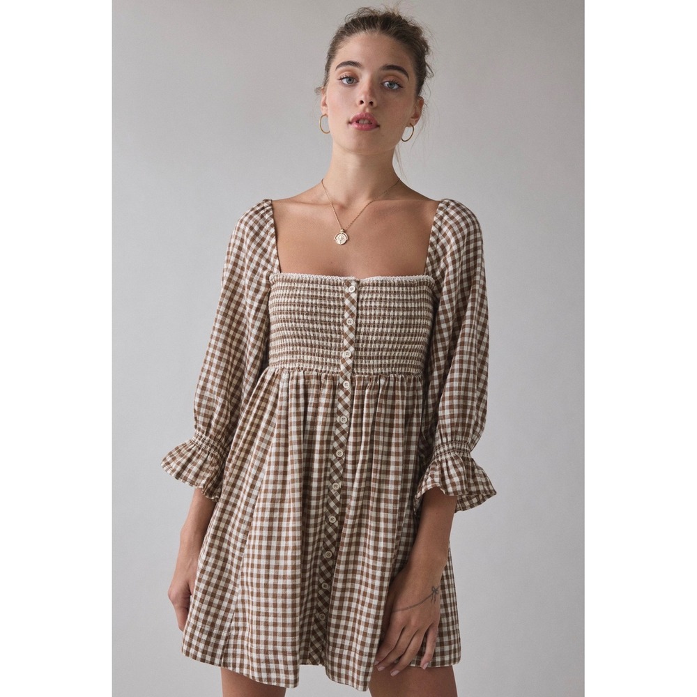 Kimchi Blue Cute As A Button Puff Sleeve Babydoll Mini Dress
Size: M
